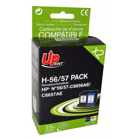 PACK 2 CARTOUCHES COMPATIBLES AVEC HP N°56 / N°57 